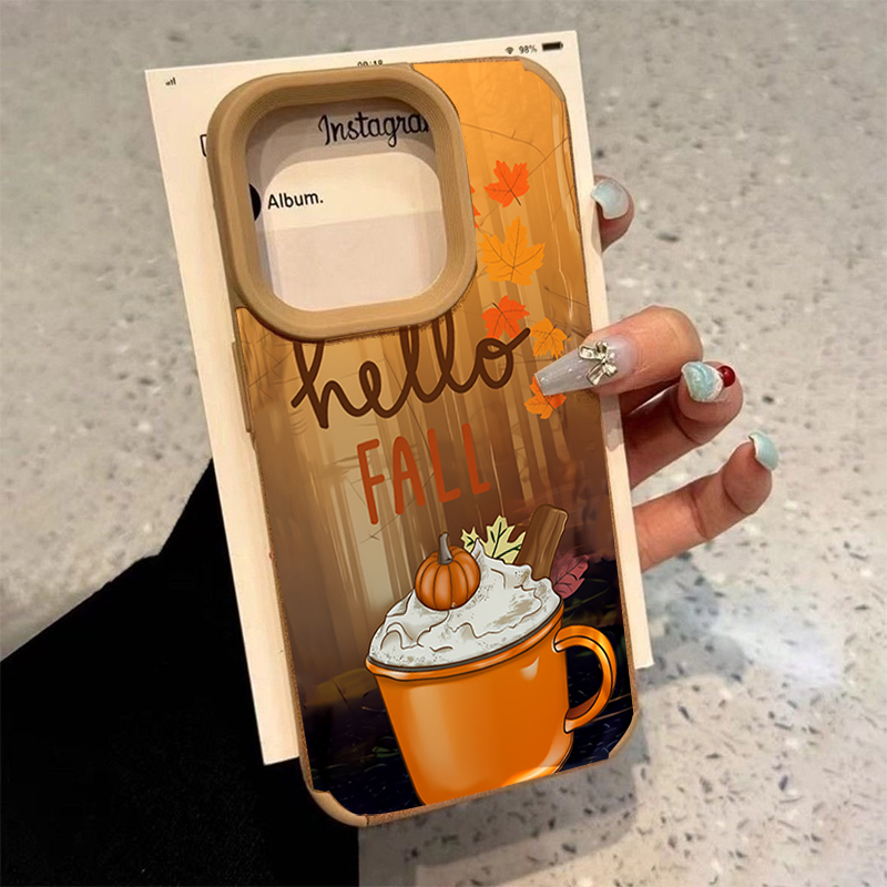 Phone Cases Leather - Retro Maple Leaf Fall Coffee Phone