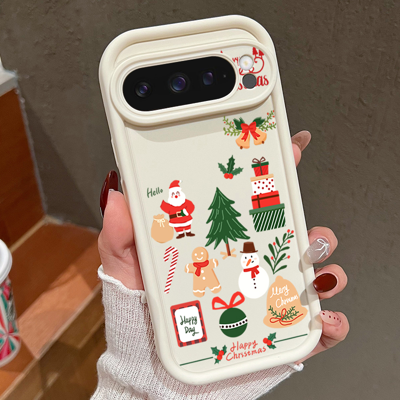 Google Pixel 8A - Happy Christmas Pattern Soft TPU Phone