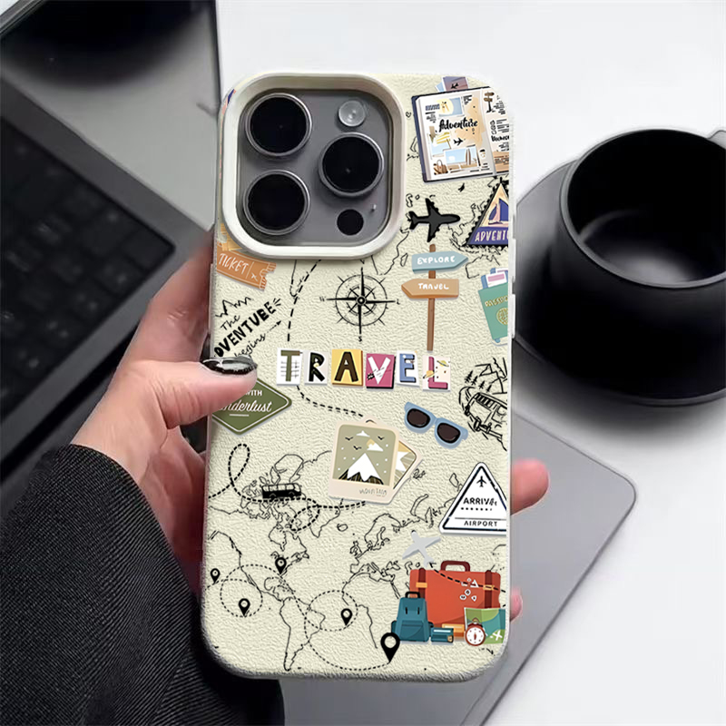 Travel Map Pattern Phone Case  - Phone Cases Leather 评论和价格