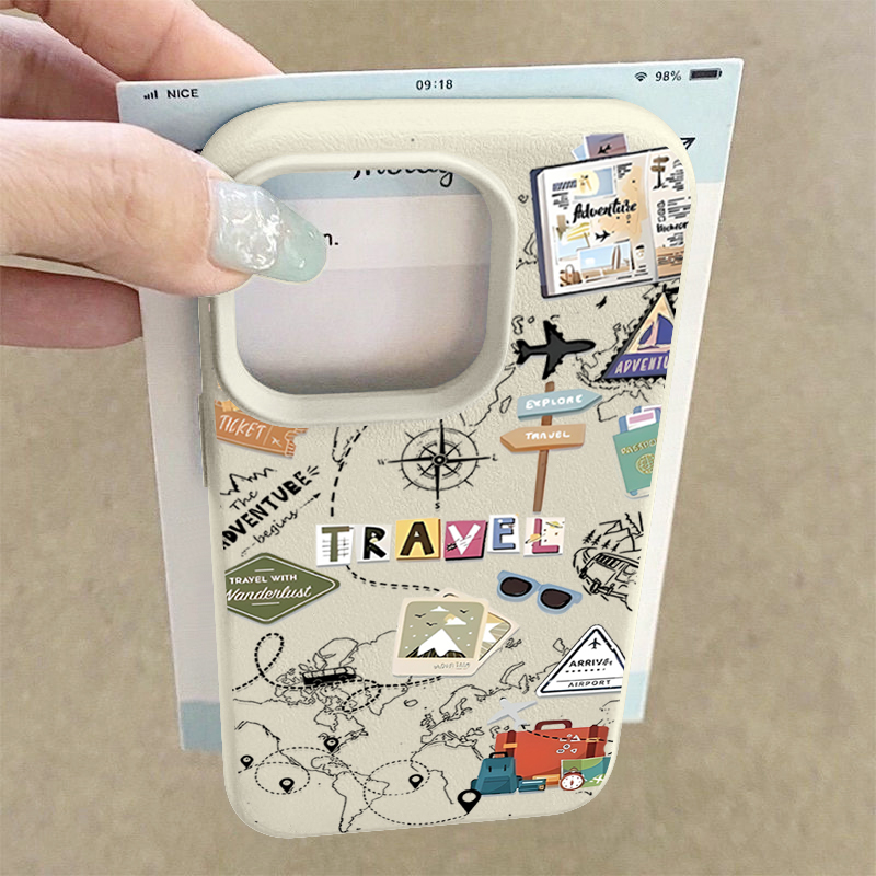 Travel Map Pattern Phone Case  - Phone Cases Leather 评论和价格