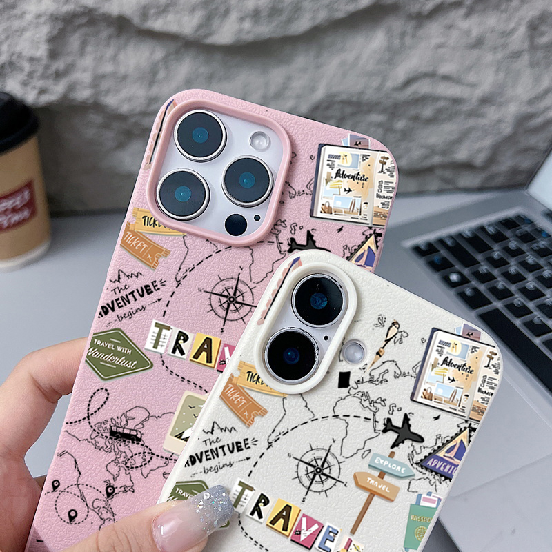 Travel Map Pattern Phone Case  - Phone Cases Leather 评论和价格