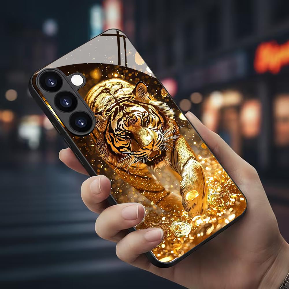 Tiger pattern glass Phone Case - Phone Cases For Samsung S21 5G 评论和价格
